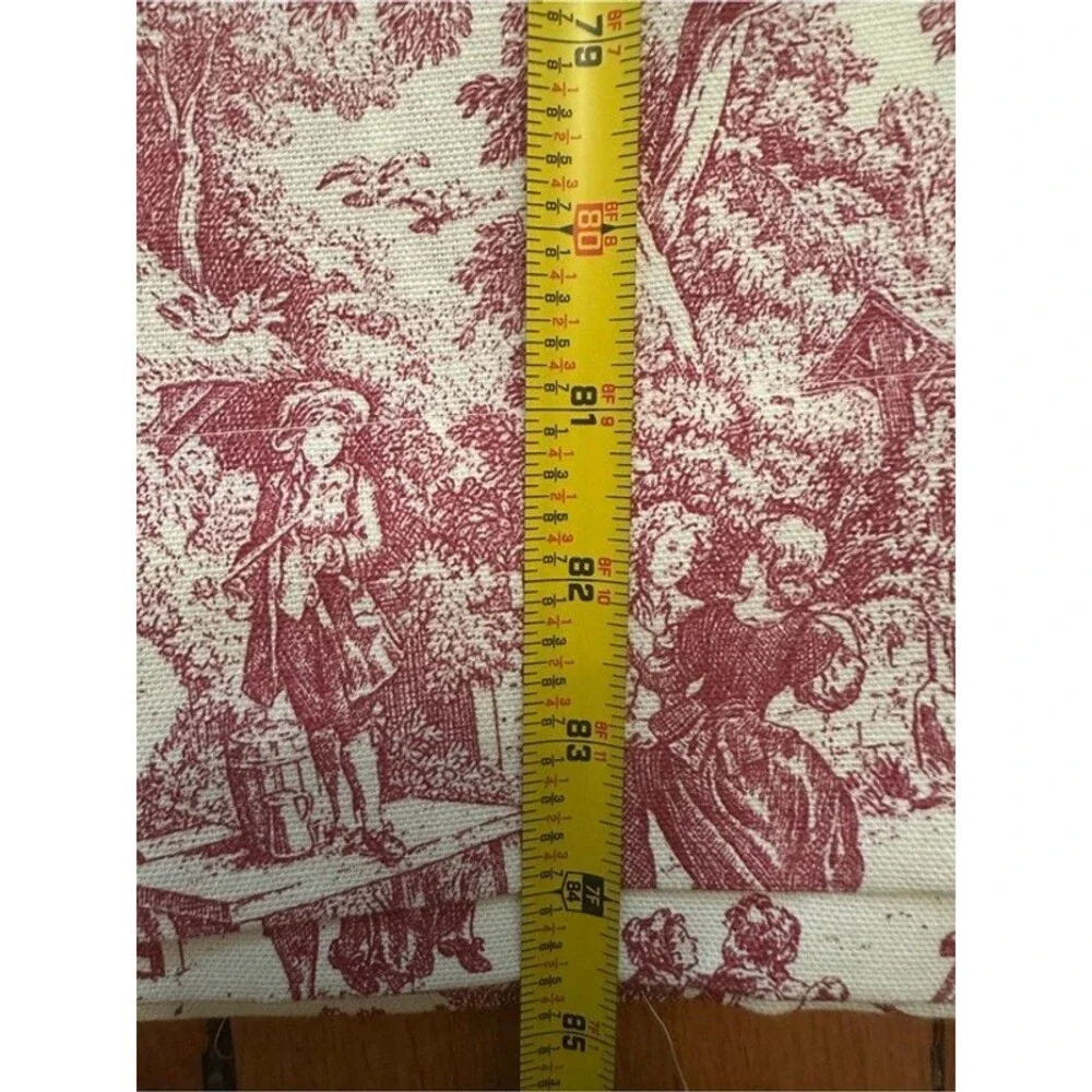 Vintage French Country Red Toile Window Treatment Set 10 Pc Cotton Made USA